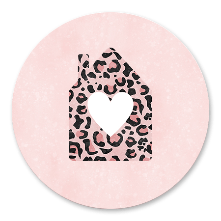 Roze panterprint huisje